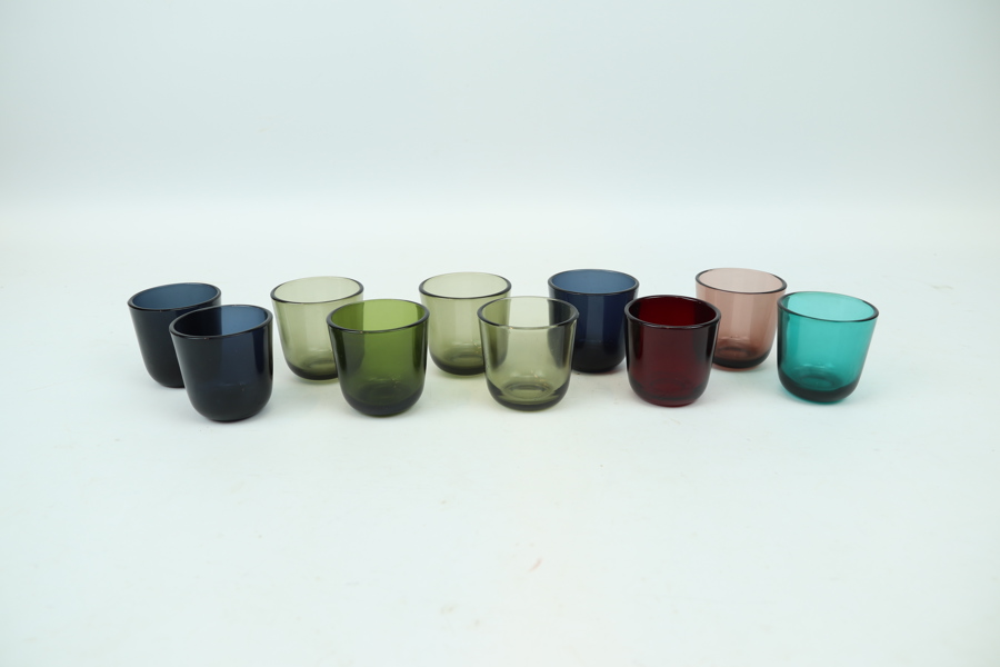 Kaj Franck, snapsglas, 10 st, "Fasetti", Nuutajärvi, Notsjö, Finland.