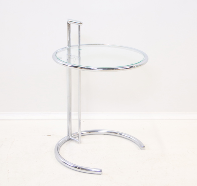 Eileen Gray, efter, sidobord, glas/krom, 1900-talets andra hälft.