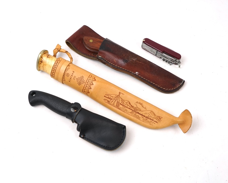 Knivar och fickkniv, 4 delar, bl.a J. Marttiini, Finland.