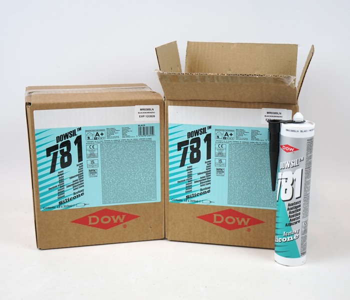 Acetat silikon, 24 tuber, svart, Dowsil 781, DOW.