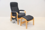 Reclinerfåtölj med fotpall, textil/bok.