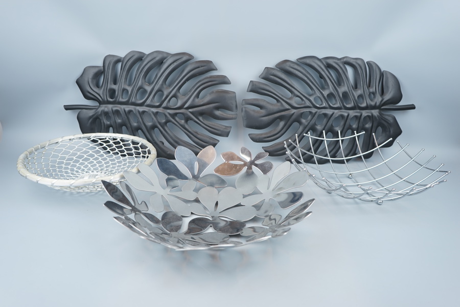 Skålar m.m, 5 delar, metall, bl.a Monika Muller, IKEA.