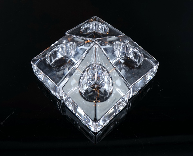 Martti Rykönen, ljuslyktor, 4 st, glas, "Edgy", Orrefors.