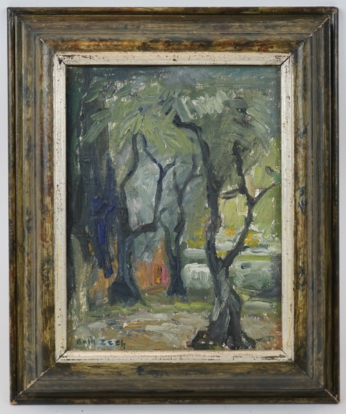 Beth Zeeh, olja på pannå, signerad.