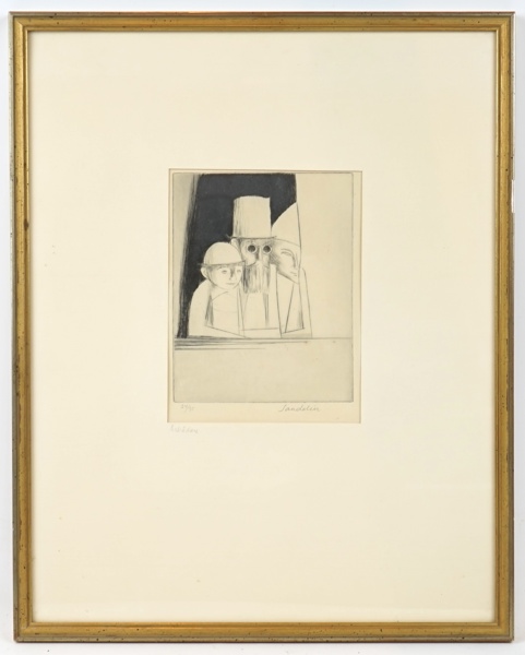 Börje Sandelin, ''Åskådare'', etsning nr 24/35, signerad.