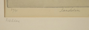 Börje Sandelin, ''Åskådare'', etsning nr 24/35, signerad.