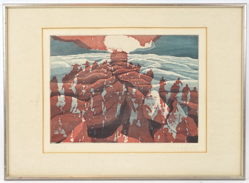 Peter Sylvester, ''Den järnhårde Messias'', akvatint/etsning nr IVX/VX, signerad, 1977.