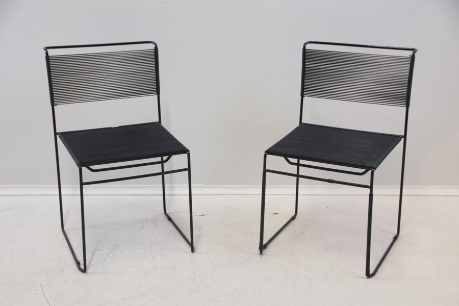 Giandomenico Belotti, stolar, 2 st, metall/plast, "Spaghetti Chair", Fly Line, Italien, 1900-tal.