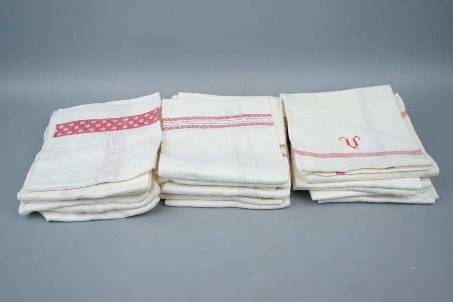 Handdukar, ett parti, linne, 1900-tal.