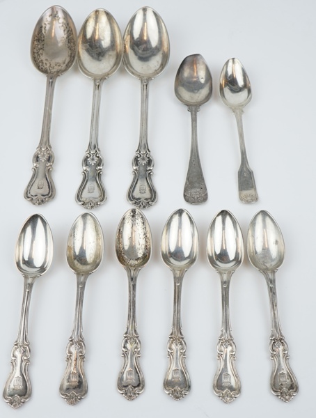 Skedar, 11 st, silver, 1800-talets slut.