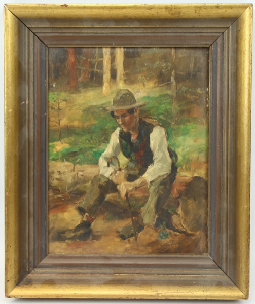 Oidentifierad konstnär, olja på träpannå, signerad Götz.