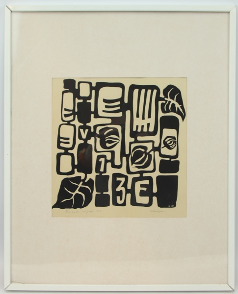 Oidentifierad konstnär, serigrafi, provtryck, signerad Lindgren, 1982.