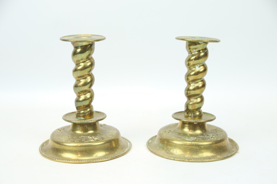 Ljusstakar, ett par, mässing, barockstil, 1900-tal.