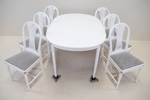 Matbord och 6 stolar, trä, Västgöta Möbelindustri, Tibro.