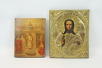 Ikoner, 2 st, olja, trä/mässing.