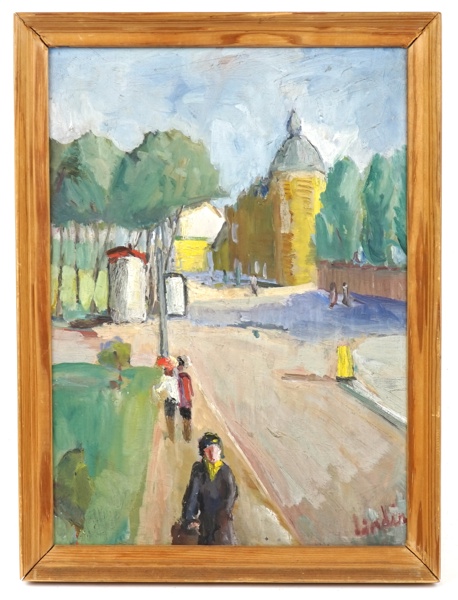 Helge Linden, olja på pannå, signerad.