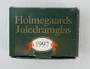 Snapsglas och flaska, 7 delar, glas, julmotiv, Holmegaard, Danmark, 1990-tal.