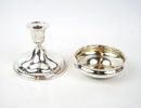 Ljusstake och skål, silver, bl.a Em. O. Möller.
