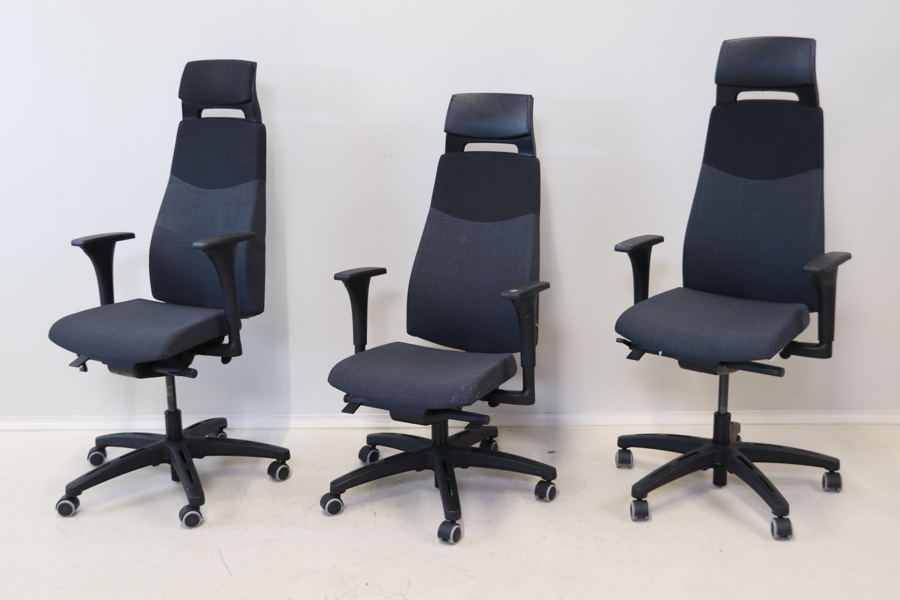 Kontorsstolar, höj/sänkbara, 3 st, plast/metall/textil, "Volmar", IKEA.