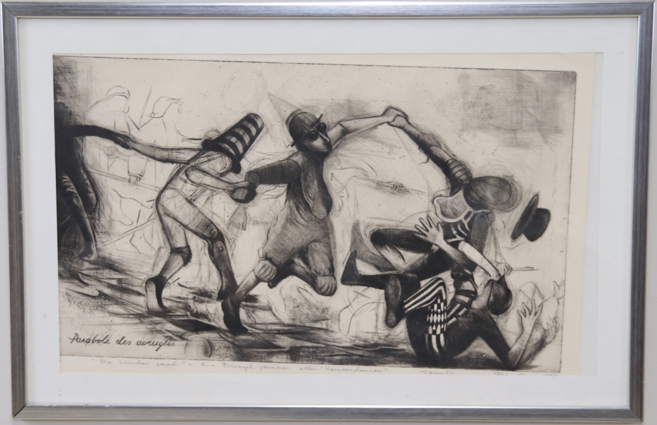 Peter Gadh, "De blindas parad", etsning, signerad. 