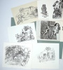 Lothar Sell, blyerts och träsnitt, 11 delar, signerade.