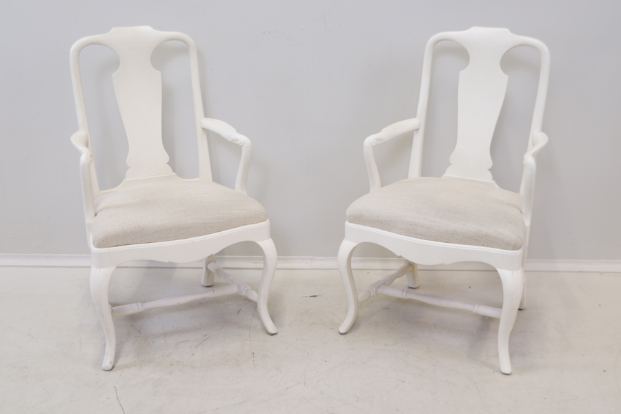 Karmstolar, ett par, trä/textil, rokokostil, 1900-tal.