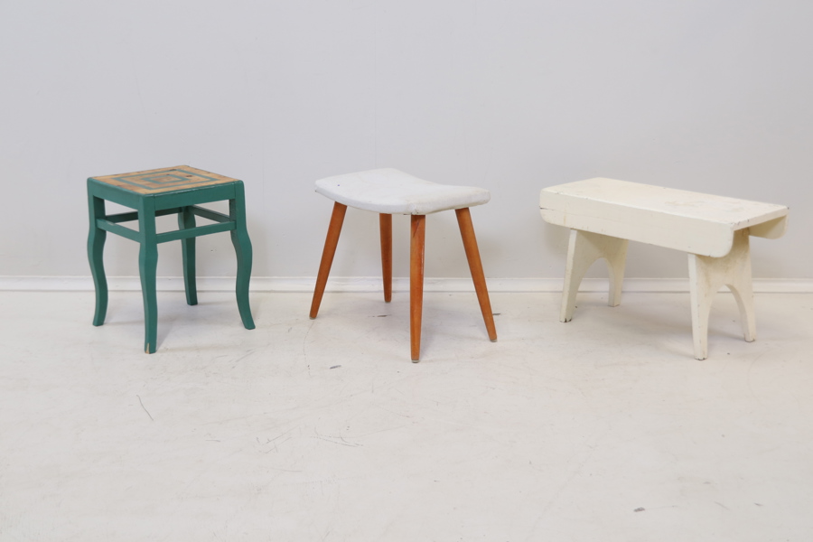 Pallar, 3 st, trä/textil.