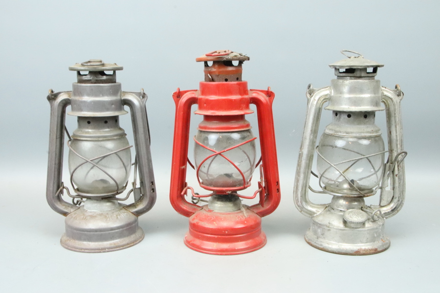 Fotogenlyktor, 3 st, metall/glas, Chalwyn Tropic och Meva.