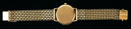 Omega Genève, manuellt armbandsur, 14k guld, länk 18k guld, plexiglas, originalask, sent 1970-tal.