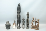 Skulpturer, 6 st, trä/metall, bl.a Timor och Bali.