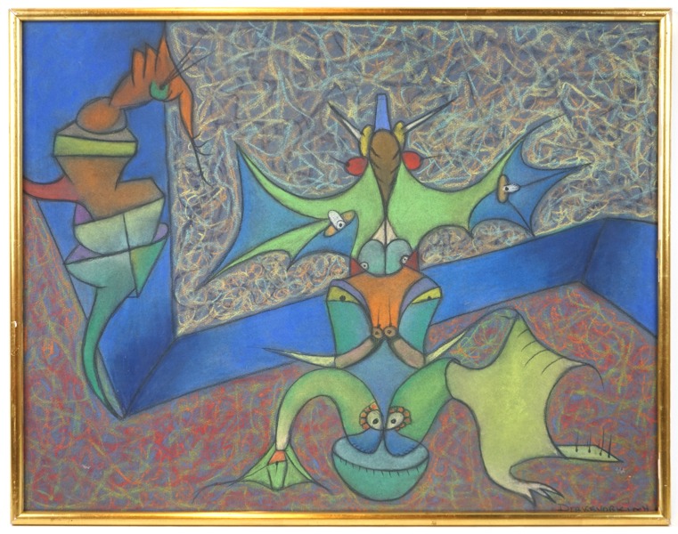 Gabriel der Kevorkian, ''Figurer i rum II'', pastell, signerad.
