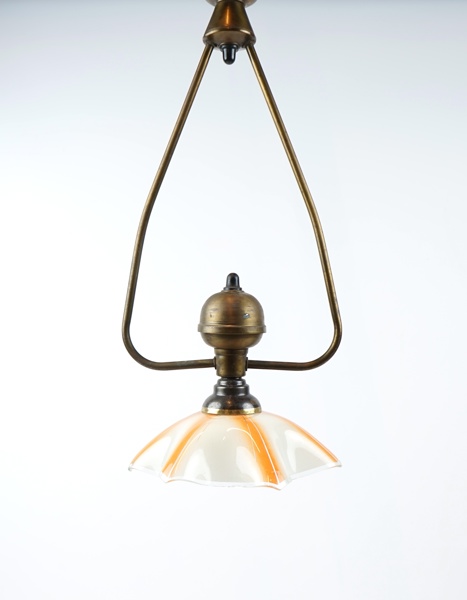 Taklampa, mässing/glas.