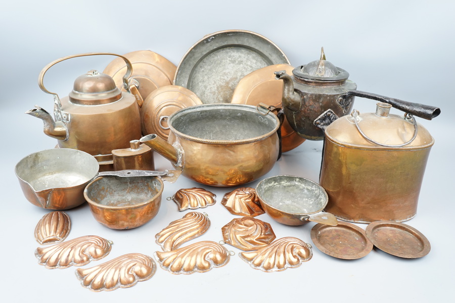 Diverse kopparföremål, ett parti.