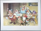 Disney, väggalmanacka och medföljande originalmålningar, samt tryck från Ward Kimball, signerad i trycket, Snövit och de sju dvärgarna.