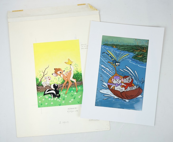 Disney, Bambi och Bernard & Bianca, originalmålningar/illustrationer, 2 st.