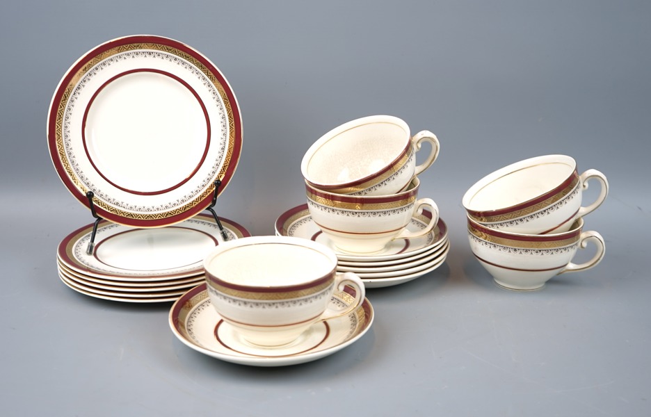 Teservisdelar, 12 st, porslin, Royal Crown Myotts Staffordshire, England.