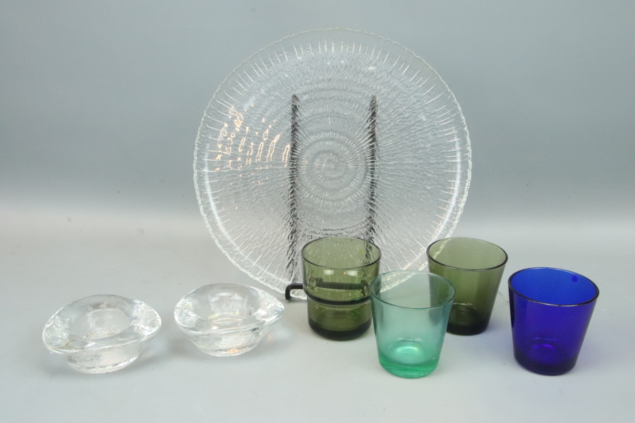 Ljuslyktor, glas, fat, 7 delar, Reijmyre och Ittala.