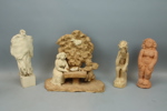 Skulpturer, 10 st, keramik/trä, delvis signerat.