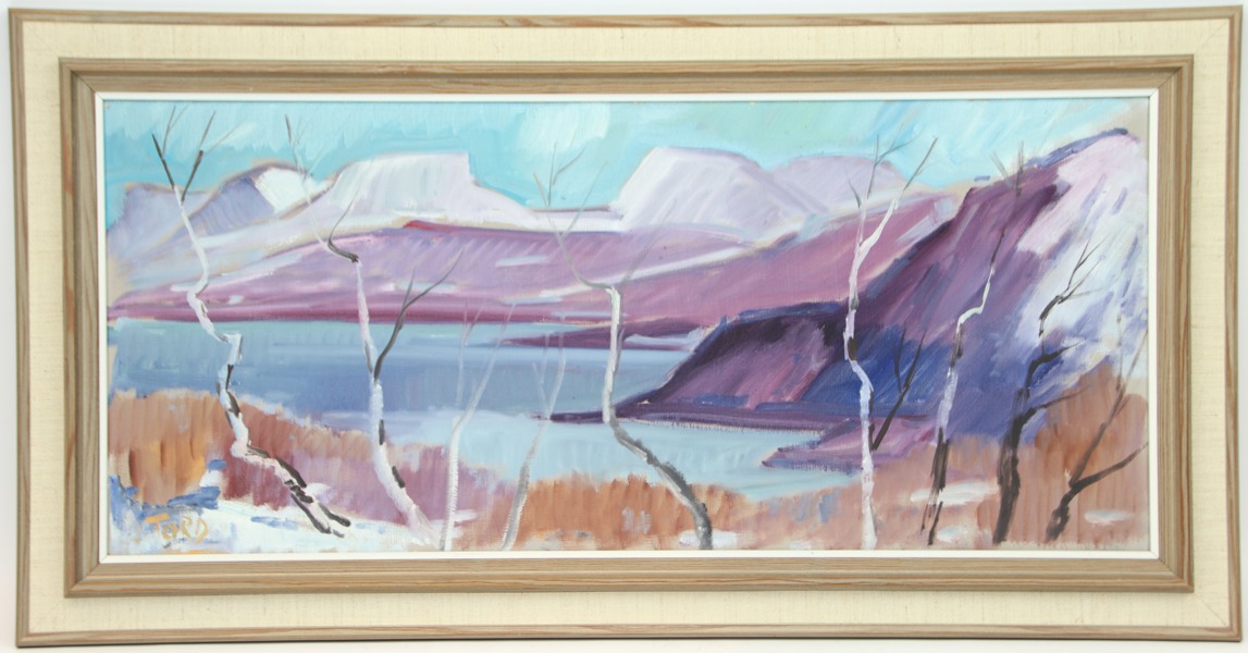 Tord Leander-Engström, "Oktoberdag Björkliden", olja på duk, signerad.