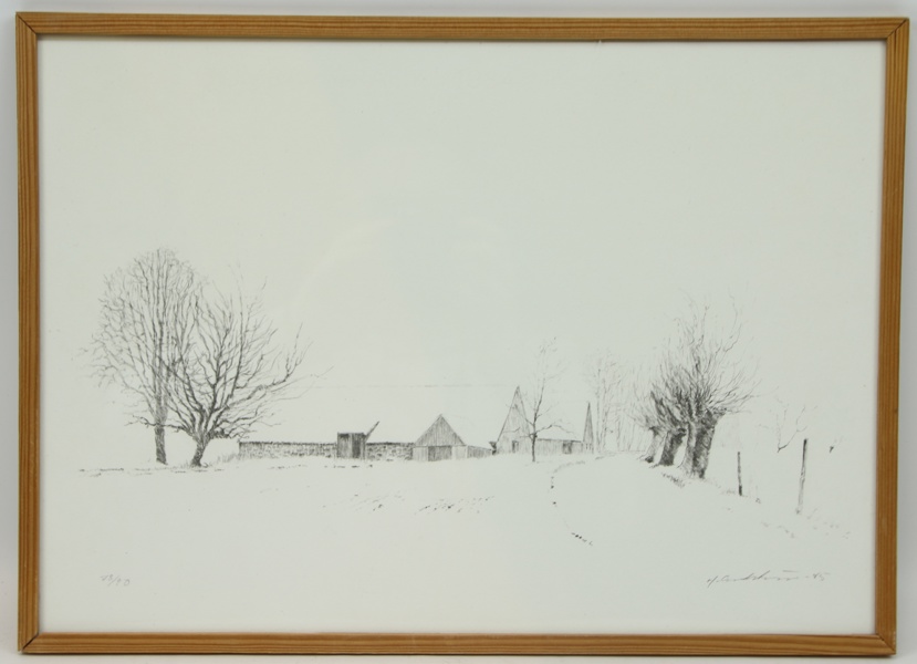 Helge Lundström, litografi 73/90, signerad, daterad -85.