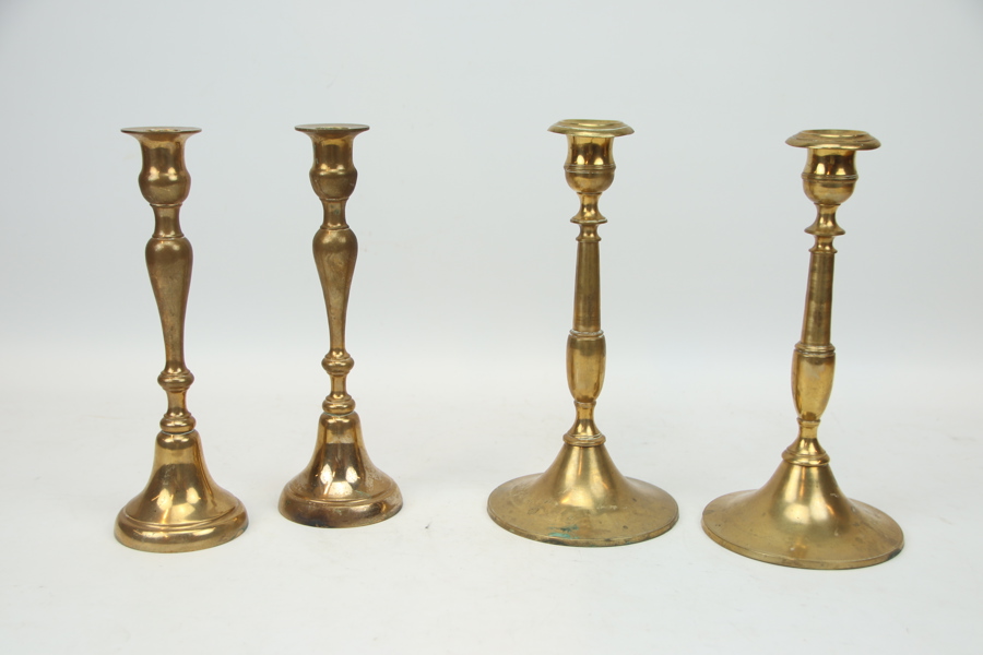 Ljusstakar, 2 par, mässing, bl.a Jönköpings Metallfabrik.