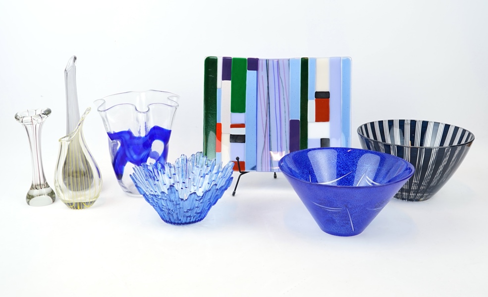 Skålar, vaser m.m, ett 8 delar, glas.