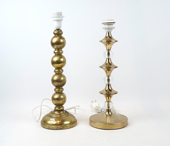 Bordslampor, 2 st, mässing/glas.