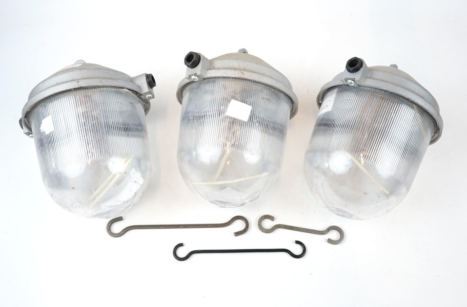 Industrilampor, 3 st, metall/plast, ES-System Wilkasy, System Os-210.