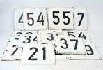 Nummerskyltar, ett parti, emaljerad metall.