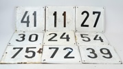Nummerskyltar, ett parti, emaljerad metall.
