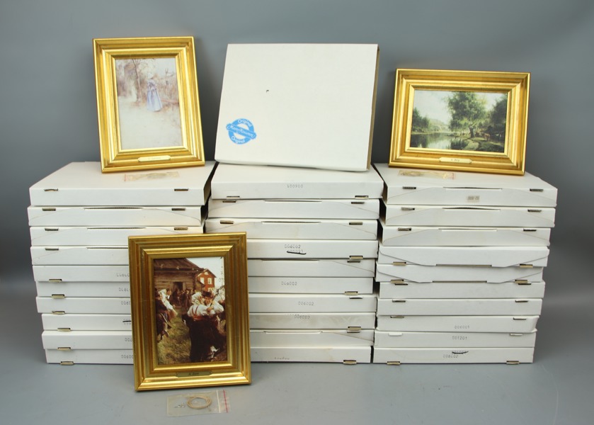 Tavlor, 34 st, tryck på duk, olika motiv, bl.a Anders Zorn, Master Miniature Original.