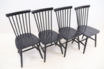 Pinnstolar, 4 st, svartlackerad trä, 1900/2000-tal.