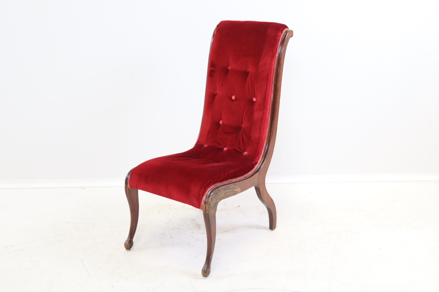 Svanhalsstol, trä/textil, 1800/1900-tal.