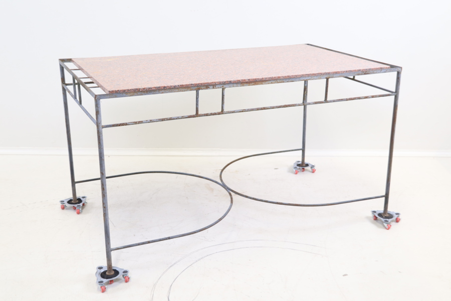 Bord, metall, stenskiva.